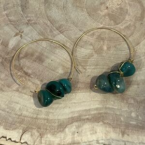 Green Chalcedony Hoop Earrings